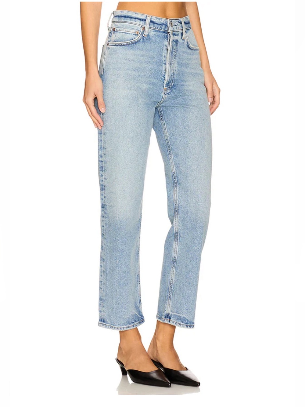 AGOLDE 90's Pinch Waist Crop Jeans in Ripple size 27 high waist light wash